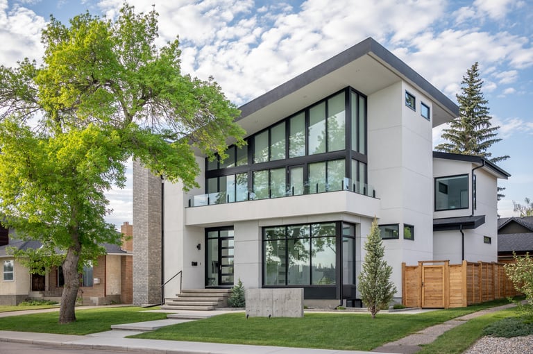 Calgary, Alberta - June 4, 2021: Luxury house at sunny day in Calgary, Canada.
